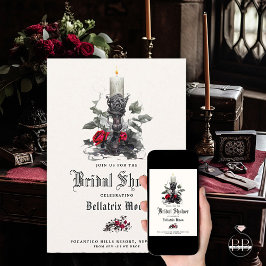 Invitación QR Macabre Crimson Rosa de velas