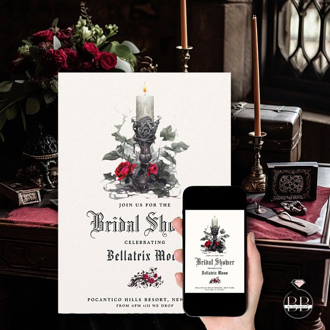 Invitación QR Macabre Crimson Rosa de velas (Subido por el creador)