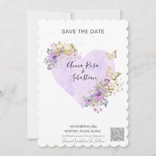 Invitación *~* QR Mariposa Corazón AR6 BODA GUARDAR LA FECHA