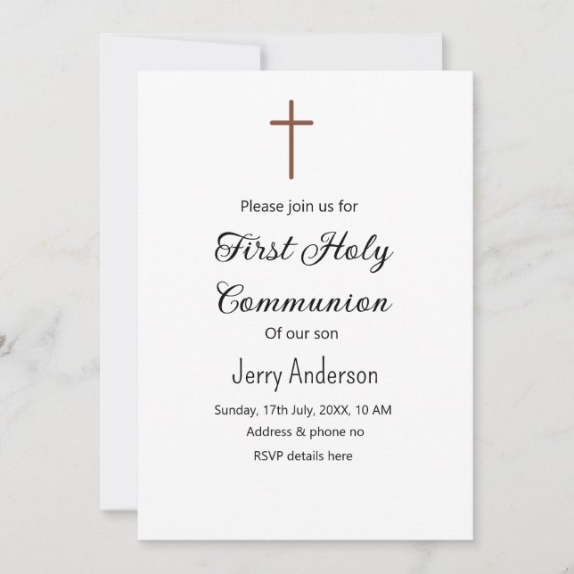 Invitación QR mínimo de la primera comunión santa católica (Anverso)