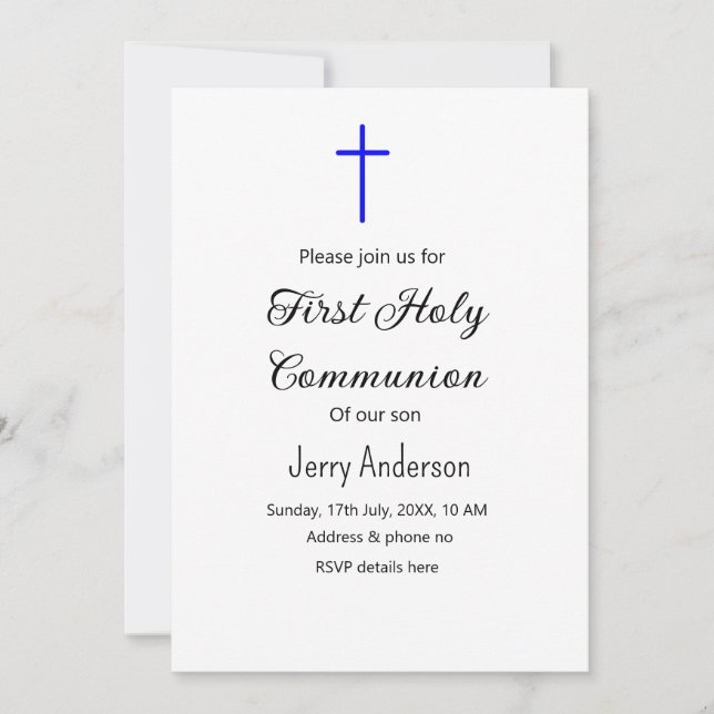 Invitación QR mínimo de la primera comunión santa católica (Anverso)