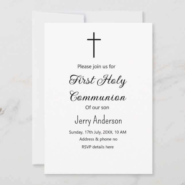 Invitación QR mínimo de la primera comunión santa católica (Anverso)