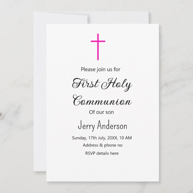 Invitación QR mínimo de la primera comunión santa católica (Anverso)