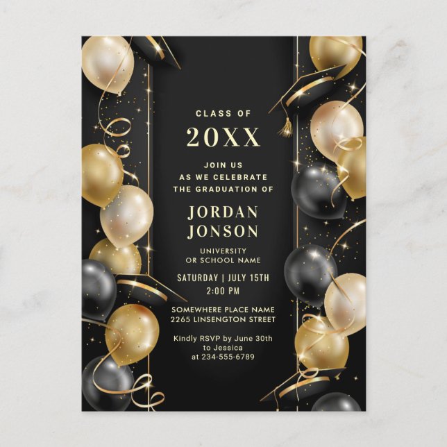 Invitación QR para fiesta de graduación moderna do (Anverso)