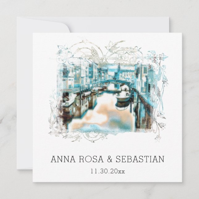 Invitación *~* QR POSITANO Italia Desplazamiento AR20 Boda RS (Anverso)