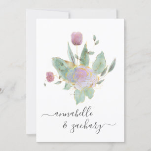 Invitación *~* QR Rosa MÍNIMO RSVP Bud Bouquet AR12 Boda