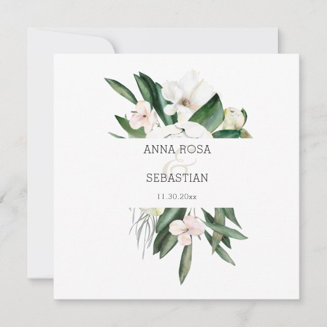 Invitación *~* QR RSVP AR15 Boda de marco de peonía floral (Anverso)