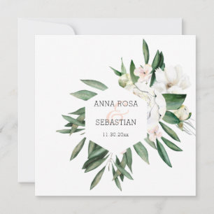 Invitación *~* QR RSVP AR15 Peony Flowers Frame Boda