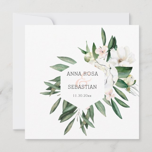 Invitación *~* QR RSVP AR15 Peony Flowers Frame Boda (Anverso)