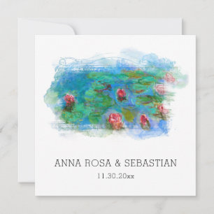 Invitación *~* QR RSVP MONET LILY POND AP12 Boda RSVP