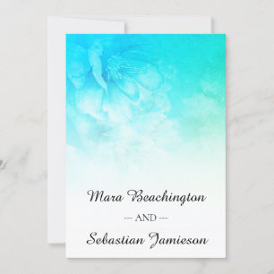 Invitación *~* QR RSVP Purpurina Floral Aqua Mint Blue Boda