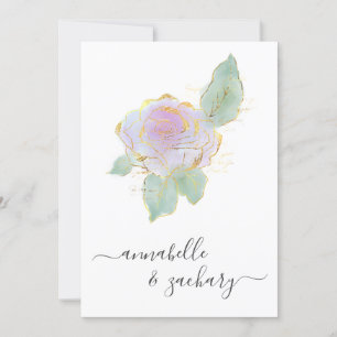 Invitación *~* QR RSVP Rosa único Purpurina de oro AR12 Boda