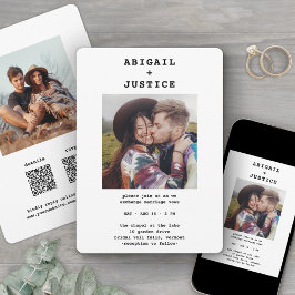 Invitación QR RSVP Todo en Uno Chic Máquina de Escribir 2 Fot