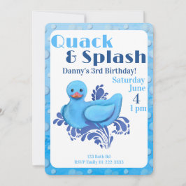 Invitación Quack and Splash Duck 3rd Birthday Invitation