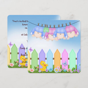 Invitación Quadruplet Baby Shower