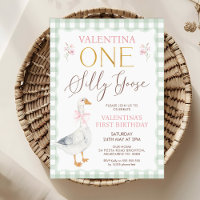 Quaint Sage Plaid Bow Silly Goose 1º cumpleaños