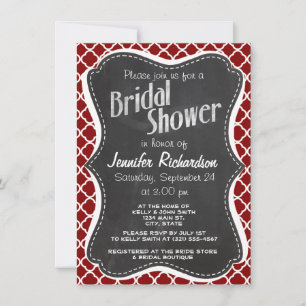 Invitación Quatrefoil rojo oscuro; aspecto de pizarra vintage