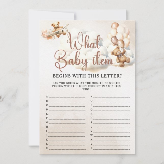 Invitación QUÉ BABY ELEMENTO ALPHABET Juego de Baby Shower Be (Anverso)