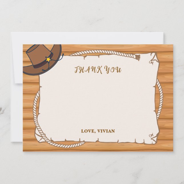 Invitación ¡Qué bien! Cowgirl Birthday Thank You Card (Anverso)