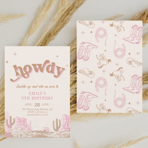 Invitación ¡Qué bien! Cumpleaños de la lechona rosa occidenta