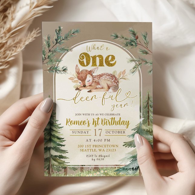 Invitación Qué bosque boho onedeerful cumpleaños niño 1 (Subido por el creador)