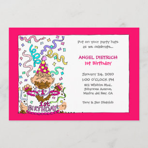 Invitación Que coma pastel - Primer cumpleaños para la niña