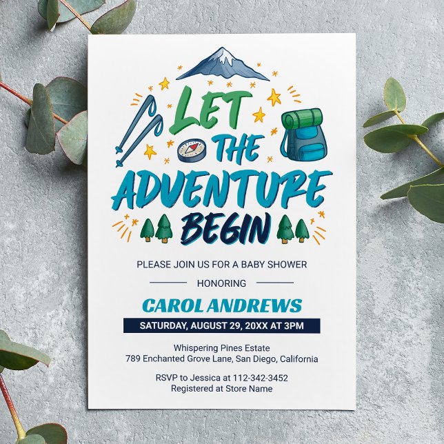 Invitación ¡Que comience la aventura! Baby Shower de Camping (Subido por el creador)