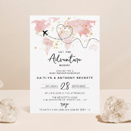Invitación "¡Que comience la aventura!" Baby Shower de mapa d