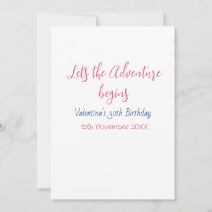 Invitación que comience la aventura cumpleaños 30 añade nombr