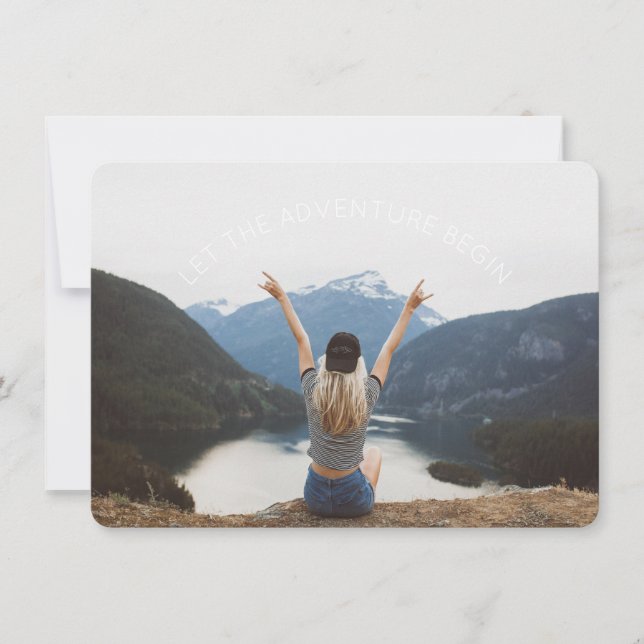 Invitación Que comience la aventura Fiesta de despedida de fo (Anverso)