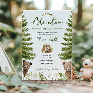 Invitación Que comience la aventura Oso Cumpleaños de gemelos