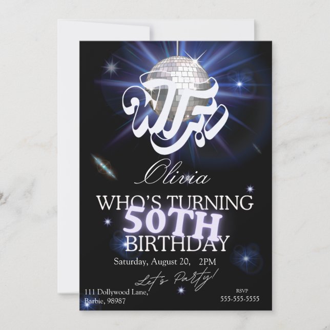 Invitación Qué diablos Quién Cumple 50 Cumpleaños Divertidos  (Anverso)