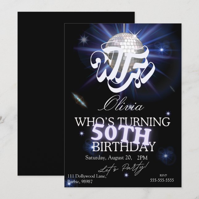 Invitación Qué diablos Quién Cumple 50 Cumpleaños Divertidos  (Anverso / Reverso)