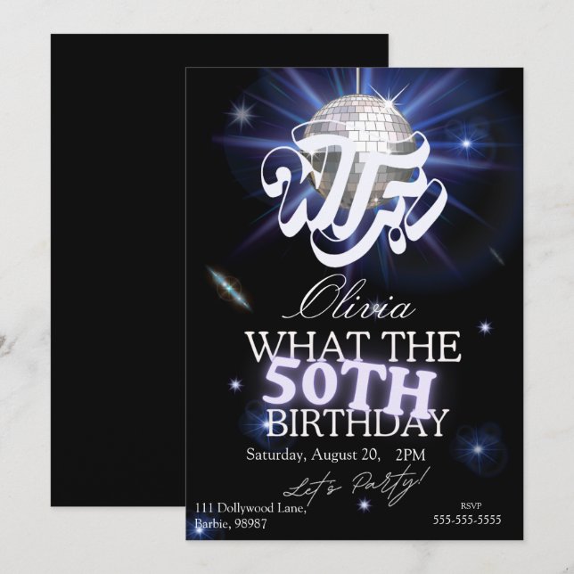 Invitación Qué diablos Quién Cumple 50 Cumpleaños Divertidos  (Anverso / Reverso)