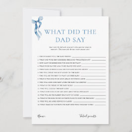 Invitación ¿Qué dijo el padre Pastel Blue Bow Baby Shower?