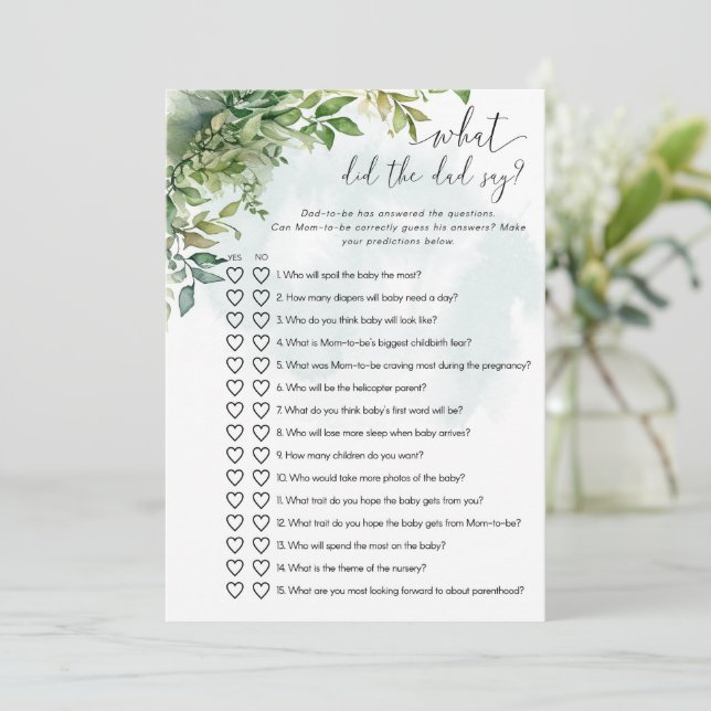 Invitación ¿Qué dijo el papá? Juego Baby Shower (Anverso de pie)