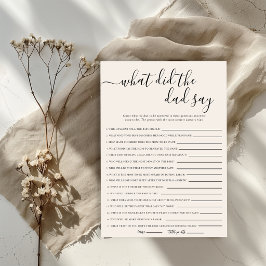 Invitación ¿Qué dijo el papá? Juego para baby shower