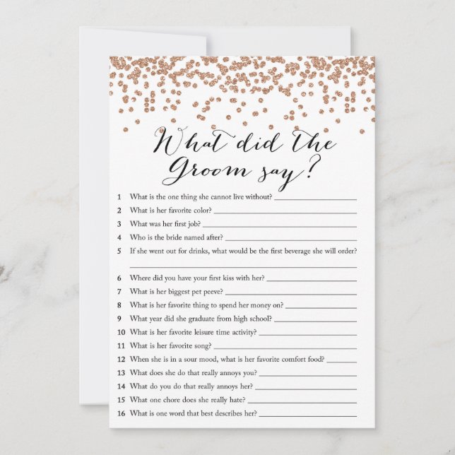 Invitación ¿Qué dijo Groom que el juego de ducha de novia Ros (Anverso)