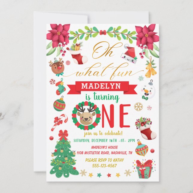 Invitación Qué Diversión De Ser Un Navidad Cumpleaños (Anverso)