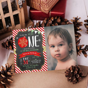 Invitación ¡Qué Diversión De Ser Uno! Navidades 1º cumpleaños