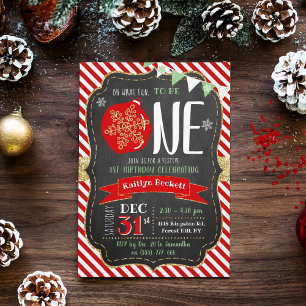 Invitación ¡Qué Diversión De Ser Uno! Navidades 1º cumpleaños