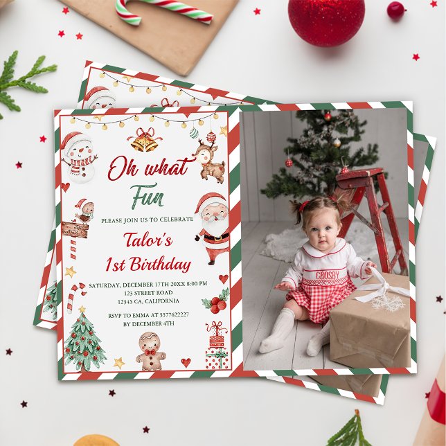 Invitación ¡Qué Diversión! Foto de cumpleaños de Santa navida (Subido por el creador)