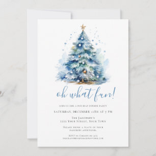 Invitación Qué divertida fiesta de cena festiva azul