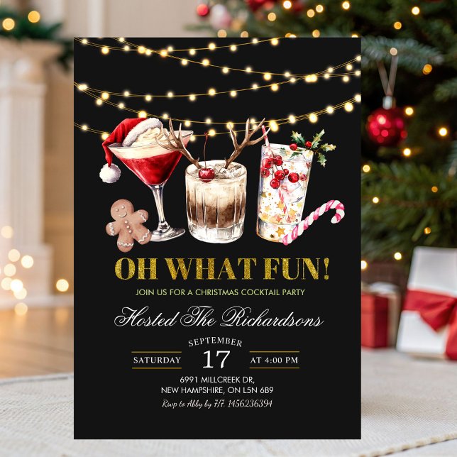 Invitación Qué divertida fiesta de cóctel de Navidad (Subido por el creador)