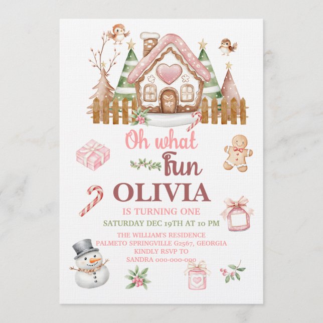 Invitación Qué divertida fiesta de cumpleaños de Navidad (Anverso)