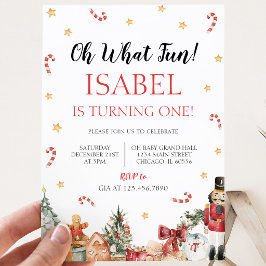 Invitación Qué divertida fiesta de cumpleaños de Navidad