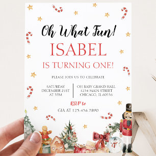 Invitación Qué divertida fiesta de cumpleaños de Navidad