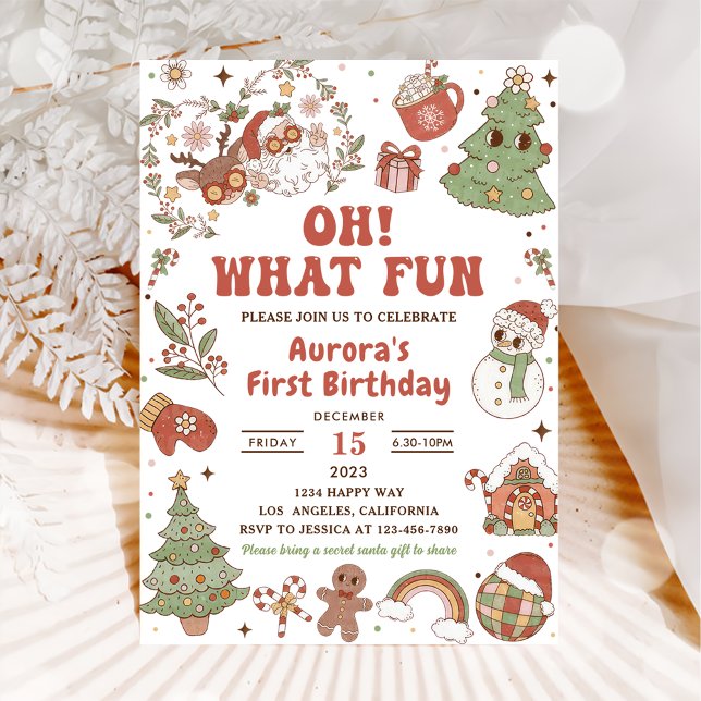 Invitación Qué divertida fiesta de cumpleaños de Santa genial (Subido por el creador)