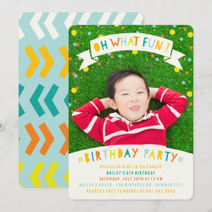 Invitación Qué divertida fiesta de cumpleaños para niños con