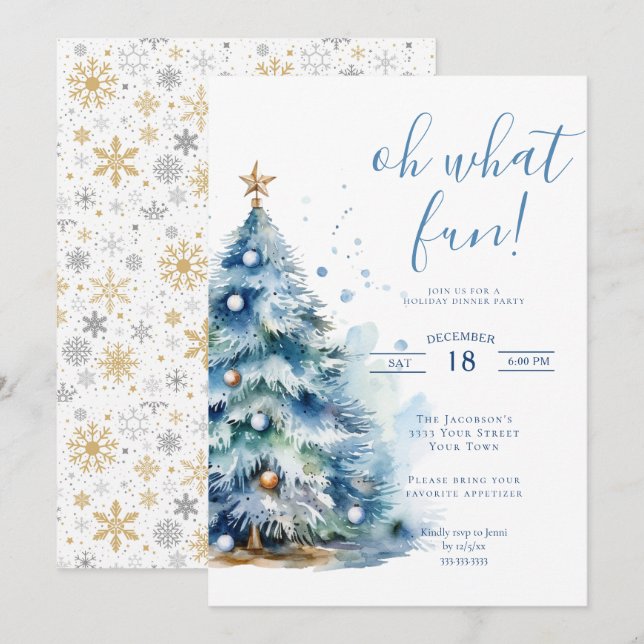 Invitación Qué divertida fiesta de Navidad (Anverso / Reverso)